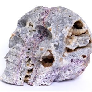 Purple Fluorite Crystal Skull with Calcite and Quartz